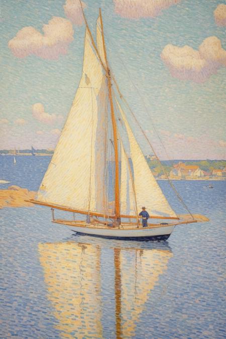 00451-1659241590-_lora_Paul Signac Style_1_Paul Signac Style - a newly discovered van Rysselberghe painting of a single mast sailboat.png